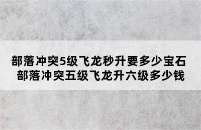 部落冲突5级飞龙秒升要多少宝石 部落冲突五级飞龙升六级多少钱